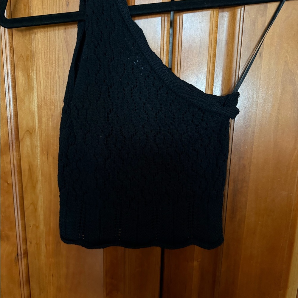 Zara Black One Shoulder Knit Top